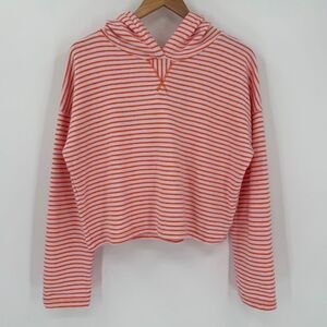 Love by GAP Pink Striped Textured Terry Cropped Hooded Sweatshirt Woman‎ Small